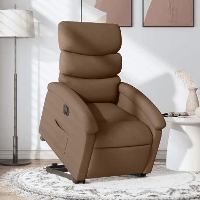 Fotoliu electric rabatabil cu ridicare, maro, textil GartenMobel Dekor