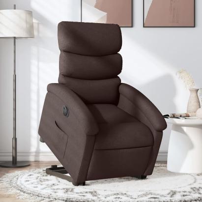 Fotoliu electric rabatabil cu ridicare, maro închis, textil GartenMobel Dekor