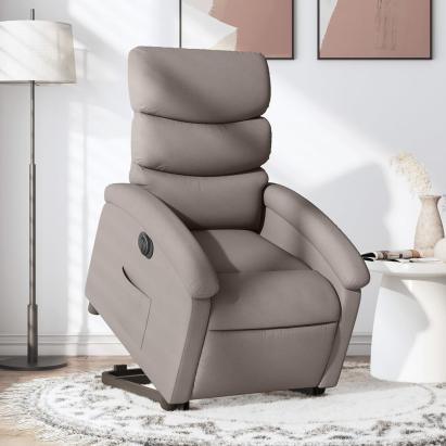 Fotoliu electric rabatabil cu ridicare, gri taupe, textil GartenMobel Dekor