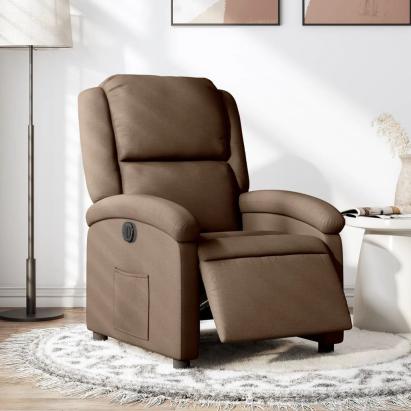 Fotoliu rabatabil electric, maro, material textil GartenMobel Dekor