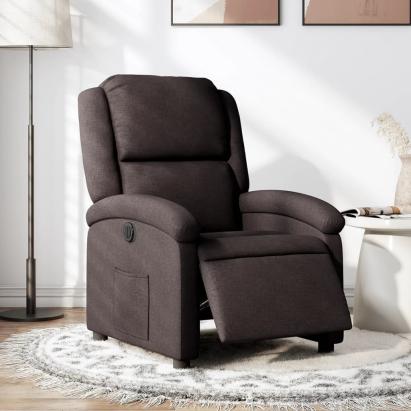 Fotoliu rabatabil electric, maro închis, material textil GartenMobel Dekor