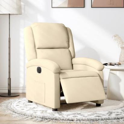 Fotoliu rabatabil electric, crem, material textil GartenMobel Dekor