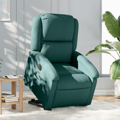 Fotoliu electric rabatabil cu ridicare, verde închis, textil GartenMobel Dekor
