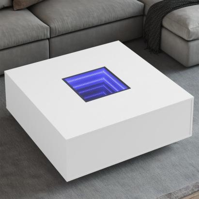 Măsuță de cafea cu LED infinity, alb, 100x100x40 cm GartenMobel Dekor