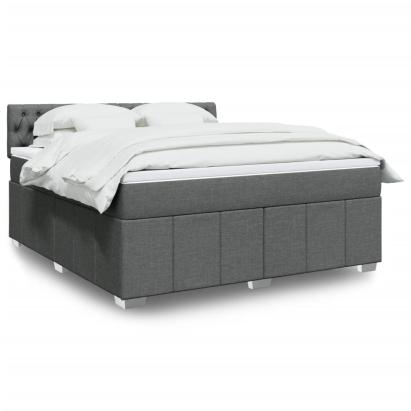 Pat box spring cu saltea, gri închis, 180x200 cm, textil GartenMobel Dekor