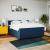 Pat box spring cu saltea, albastru, 180x200 cm, material textil GartenMobel Dekor