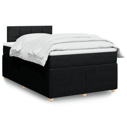 Pat box spring cu saltea, negru, 120x200 cm, textil GartenMobel Dekor
