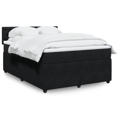 Pat box spring cu saltea, negru, 140x190 cm, catifea GartenMobel Dekor