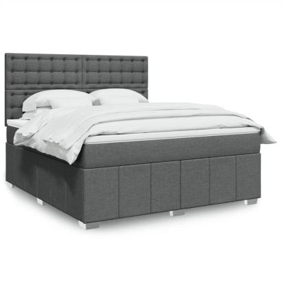 Pat box spring cu saltea, gri închis, 180x200 cm, textil GartenMobel Dekor