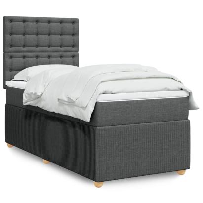 Pat box spring cu saltea, gri închis, 80x200 cm, textil GartenMobel Dekor