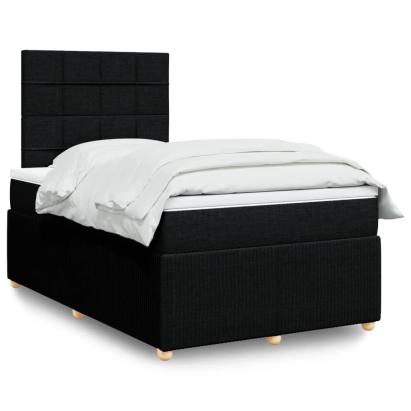 Pat box spring cu saltea, negru, 120x200 cm, textil GartenMobel Dekor