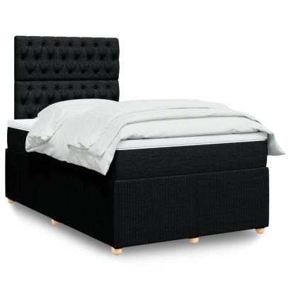 Pat box spring cu saltea, negru, 120x200 cm, textil GartenMobel Dekor