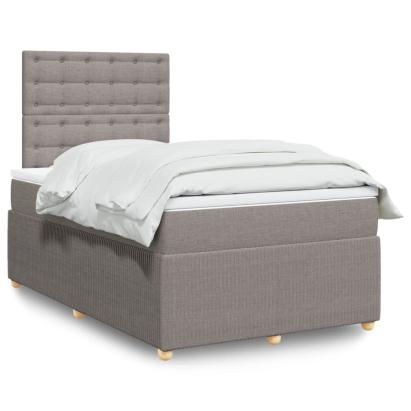 Pat box spring cu saltea, gri taupe, 120x200 cm, textil GartenMobel Dekor