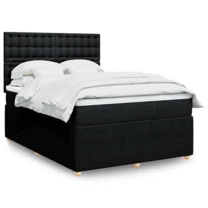 Pat box spring cu saltea, negru, 140x190 cm, textil GartenMobel Dekor