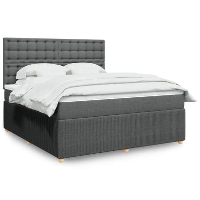 Pat box spring cu saltea, gri închis, 180x200 cm, textil GartenMobel Dekor