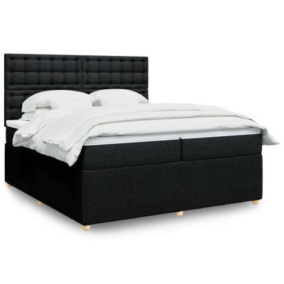 Pat box spring cu saltea, negru, 200x200 cm, textil GartenMobel Dekor