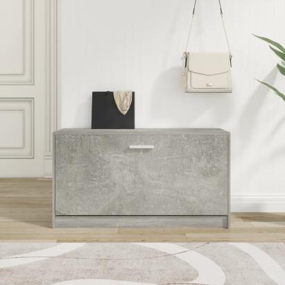 Bancheta pantofar, gri beton, 80x24x45 cm, lemn compozit GartenMobel Dekor
