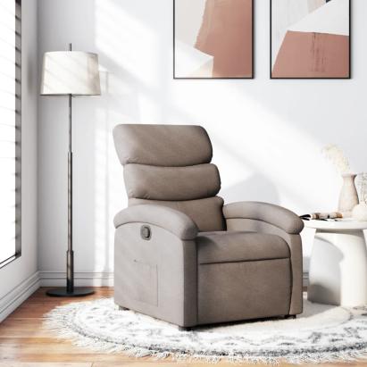 Fotoliu rabatabil, gri taupe, material textil GartenMobel Dekor