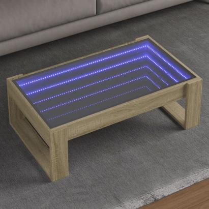 Măsuță de cafea cu LED infinity, stejar sonoma, 90x53x30 cm GartenMobel Dekor