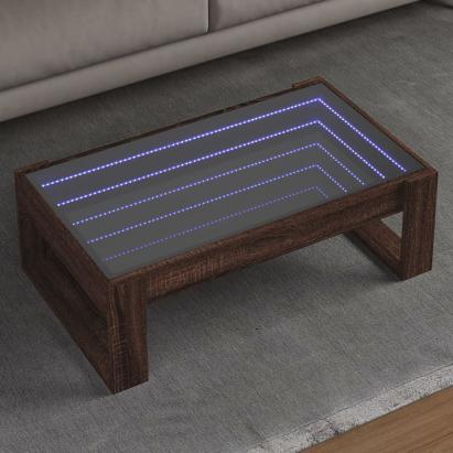 Măsuță de cafea cu LED infinity, stejar maro, 90x53x30 cm GartenMobel Dekor