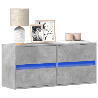 Comodă TV de perete cu lumini LED, gri beton, 100x31x45 cm GartenMobel Dekor