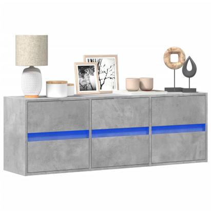 Comodă TV de perete cu lumini LED, gri beton, 130x31x45 cm GartenMobel Dekor