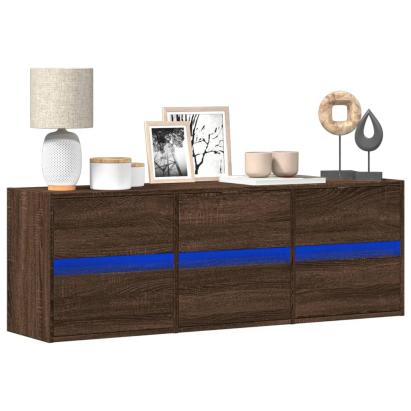 Comodă TV de perete cu lumini LED, stejar maro, 130x31x45 cm GartenMobel Dekor