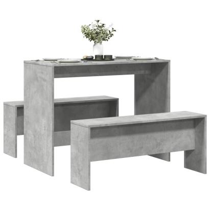 Set masă și bănci bucătărie, 3 piese, gri beton, lemn prelucrat GartenMobel Dekor