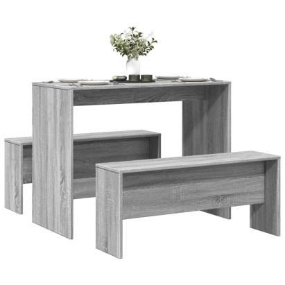 Set masă și bănci bucătărie 3 piese, gri sonoma, lemn prelucrat GartenMobel Dekor