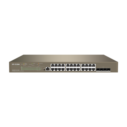 Switch 24 porturi PoE 1Gbps, 4 porturi SFP+ 10Gbps, L3 Cloud Management - IP-COM G5328XP-24-410W SafetyGuard Surveillance