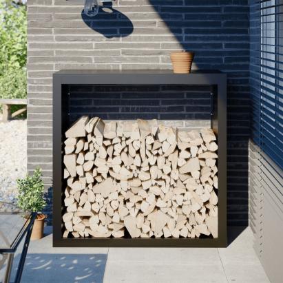 Rastel pentru lemne de foc, negru, 100x40x100 cm, oțel GartenMobel Dekor