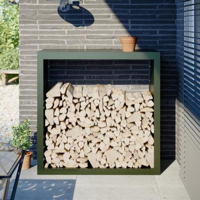 Rastel pentru lemne de foc, verde, 100x40x100 cm, oțel GartenMobel Dekor