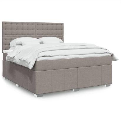 Pat continental cu saltea, gri taupe, 180x200 cm, textil GartenMobel Dekor
