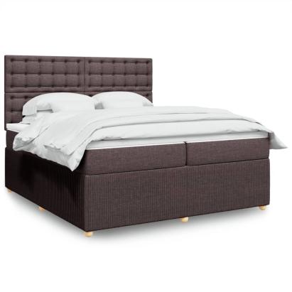 Pat box spring cu saltea, maro închis, 200x200 cm, textil GartenMobel Dekor