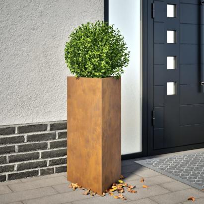 Jardiniere grădină, 2 buc. 40x34,5x70 cm oțel corten triunghi GartenMobel Dekor