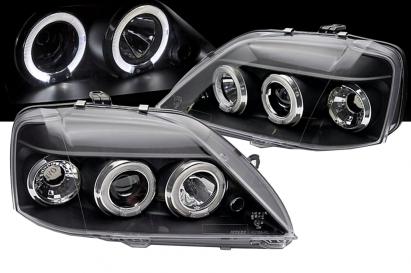 Faruri LED Angel Eyes Dacia Logan (2004-2008) Negru Performance AutoTuning