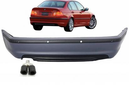 Bara Spate cu Toba Ornament Evacuare Fibra Carbon Mat BMW Seria 3 E46 4D Sedan (1998-2004) M-Technik Design Performance AutoTuning