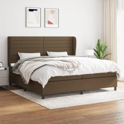 Pat box spring cu saltea, maro închis, 200x200 cm, textil GartenMobel Dekor