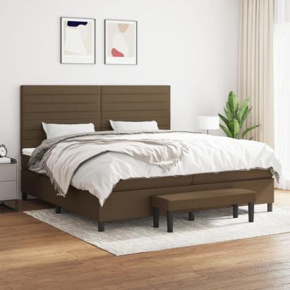 Pat box spring cu saltea, maro închis, 200x200 cm, textil GartenMobel Dekor