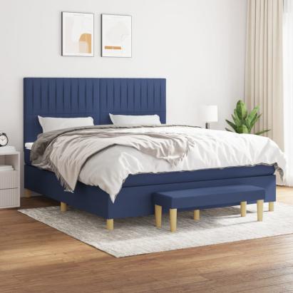 Pat box spring cu saltea, albastru, 180x200 cm, material textil GartenMobel Dekor
