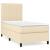 Pat box spring cu saltea, crem, 90x190 cm, textil GartenMobel Dekor