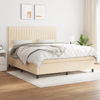 Pat continental cu saltea, crem, 180x200 cm, textil GartenMobel Dekor