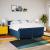 Pat box spring cu saltea, albastru, 200x200 cm, textil GartenMobel Dekor