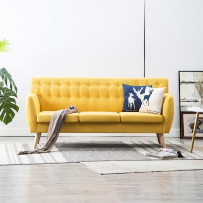 Canapea cu 3 locuri, material textil, 172 x 70 x 82 cm, galben GartenMobel Dekor