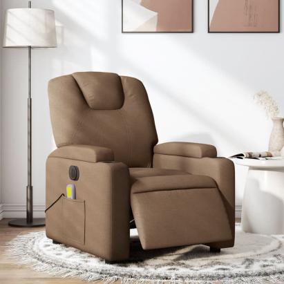 Fotoliu electric de masaj rabatabil, maro, textil GartenMobel Dekor