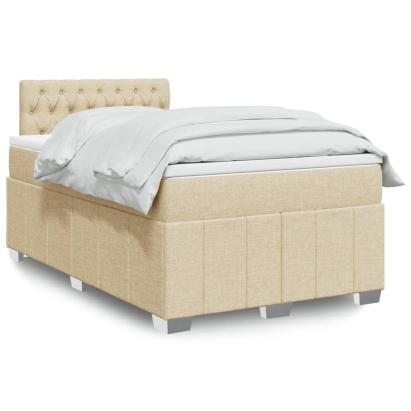 Pat box spring cu saltea, crem, 120x200 cm, textil GartenMobel Dekor