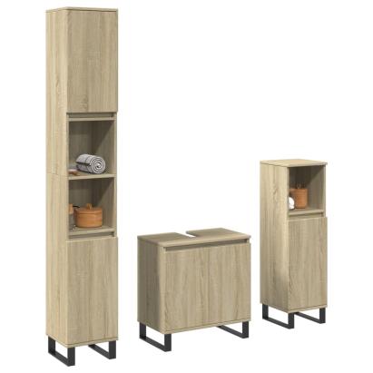 Set mobilier de baie, 3 piese, stejar sonoma, lemn prelucrat GartenMobel Dekor