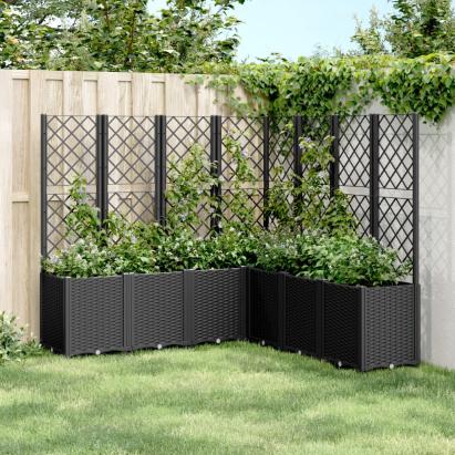 Jardinieră de grădină cu spalier, negru, 160x160x140 cm, PP GartenMobel Dekor