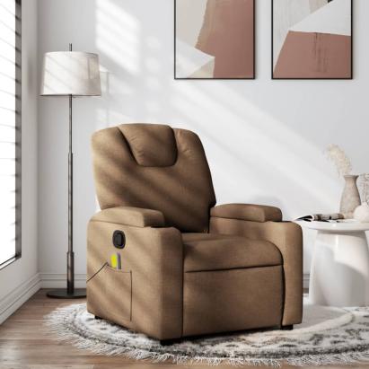 Fotoliu de masaj rabatabil, maro, material textil GartenMobel Dekor