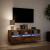 Comodă TV de perete cu lumini LED, stejar fumuriu, 130x31x45 cm GartenMobel Dekor